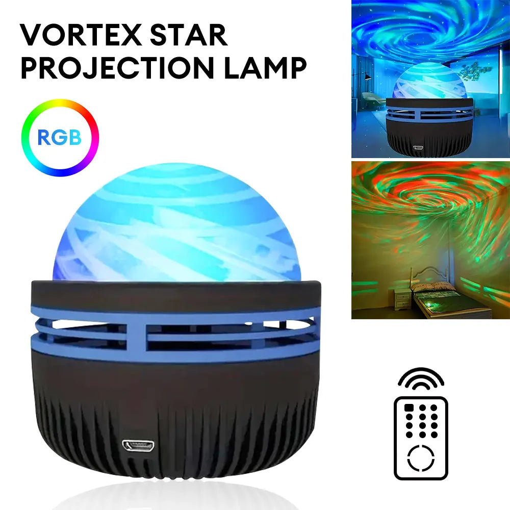 Starry Sky Projector Lamp Galaxy Vortex Star Night Light with Remote Control Bedroom Projection Magic Ball LED Lamp for Bedroom